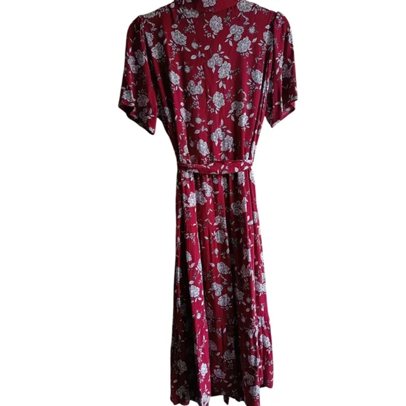 M🌺Floral Collared Button Up Maxi Dress Fushia/Magenta&White - Picture 8 of 8